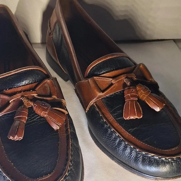 FLORSHEIM Mens Slip On Shoes With Tassels Two Tone Black & Brown 11.5 main image 4